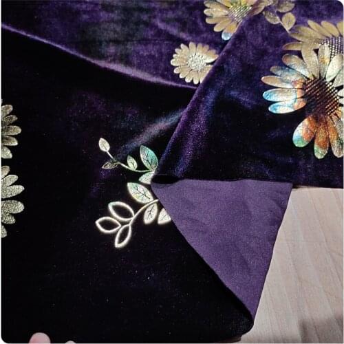 Purple Stretch Bronzing Gold Velvet Fabric Suit Cheongsam Dress Bottoming Shirt Apparel Fabric