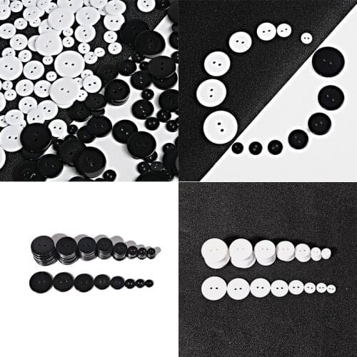 High Quality Multi Sizes Black/White Round Resin Buttons 2 Holes Sewing Button Scrapbooking Garment DIY Apparel Accessories