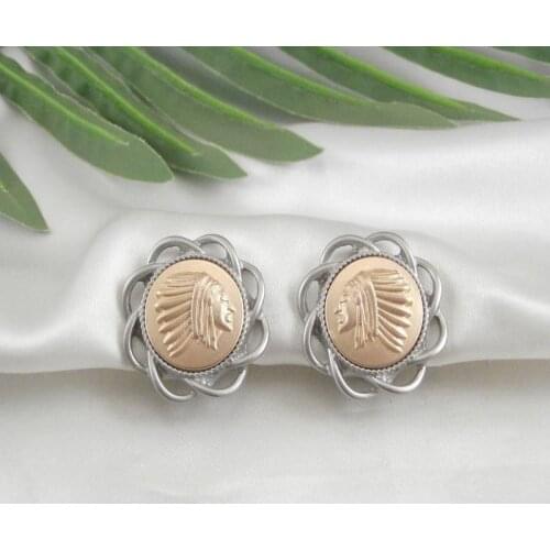 Jewelry shaped retro color contrast figure head texture exquisite fashion all around Red Net earrings