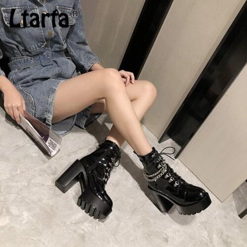 LTARTA 2021 New Style For Winter Boots Platform Crude With 12cm Patent Leather Club High Shoe Club Boots JXQ-6086-10
