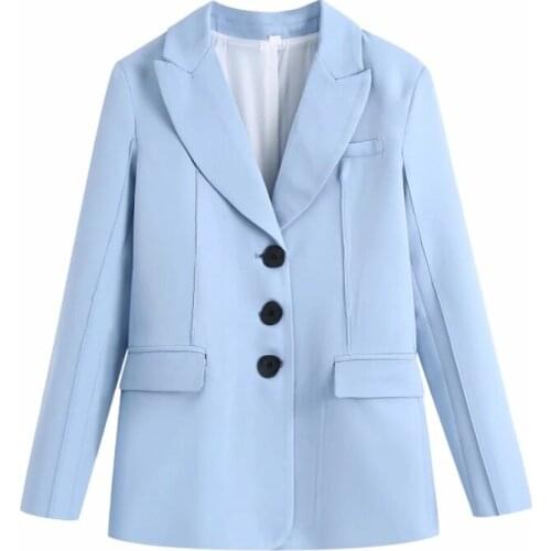Fashion Women Crease Line Decoration Casual Suit Coat Female Long Sleeve Outerwear Office Lady Loose Tops C1118