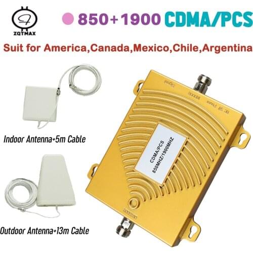 ZQTMAX pcs 1900 cdma 850 dual band 2g 3g 4g Repeater LTE GSM Cell Phone Signal booster Mobile Phone Signal Amplifier + Antenna