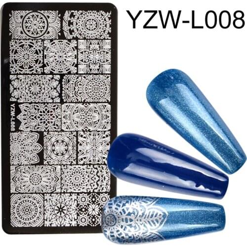 1PC Striped Line Stamping Plates Flower Butterfly Stamp Plate Marble Geometric Stainless Steel Nail Art Image Plate Stencil