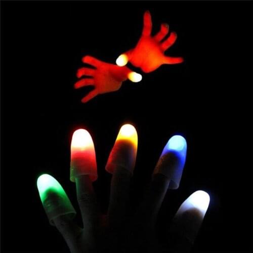 2pcs Funny Novelty Gag LED Light Flashing Fingers Magic Trick Props Kids Amazing Fantastic Glow Toys Children Luminous Gifts