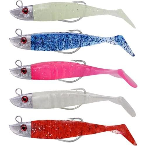 2 Replacement Lure Jigging Soft Bait Fishing Lures 8cm 8.5g DIY Lead Head Jig Fish T Tail Sea Bass Lure Fishing Tackle