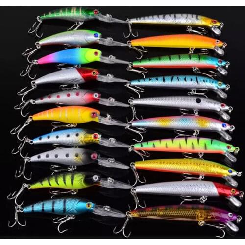 20 pcs / set minnow mixed Fly Fishing lure set artificial Hard bait Realistic bait Carp fishing tackle Pesca wholesale