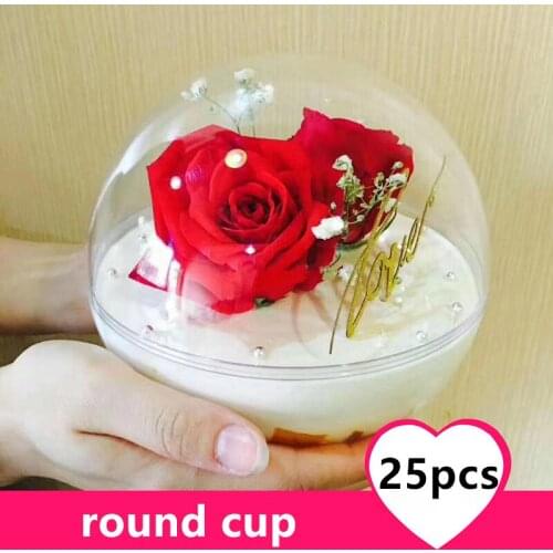25pcs High quality transparent basking diy decor plastic cups 120ml small round cake dessert ice cream packaging cups with lid