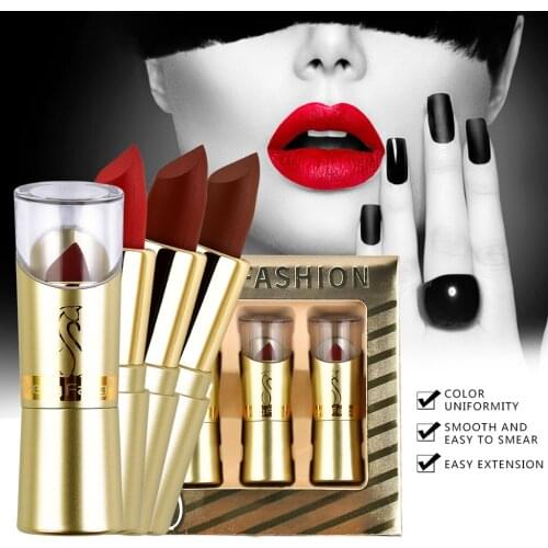 3Pcs Matte Lipsticks Set For Girl Women Waterproof Long-Lasting Moisturizing