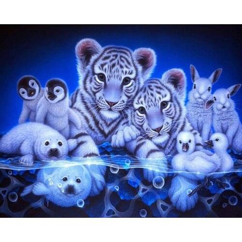 5D Diy Diamond Painting Full Diamond Embroidery Full Tigers Penguins Cross Stitch Kits Diamond Mosaic Home Decor Drill