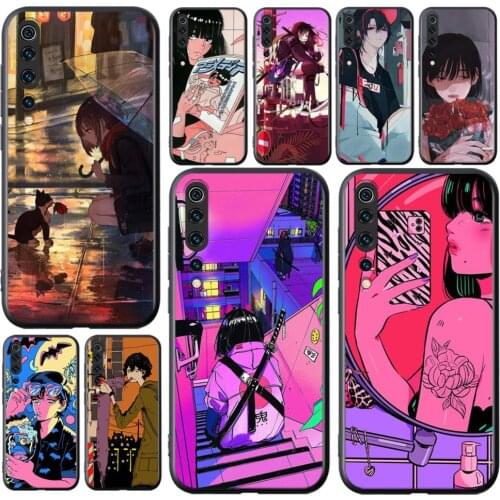 Anime Neon Color Art Girl For Xiaomi Mi 11i 11 10T 10 9T 9 A3 8 Lite CC9 SE Note10 Lite Ultra Pro Soft Silicone Phone Case