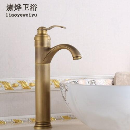 Antique Copper Nappy Faucet Washing Clean out Nappy Kitchen Faucet Hot and Cold Water Rotatable Sink Faucet