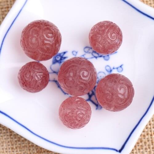 One piece AAstrawberry quartz carved round red 12/14/16mm for DIY jewelry making loose beads FPPJ wholesale nature
