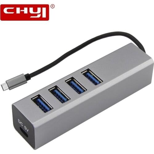 CHYI Type C USB 3.0 HUB USB-C OTG 4 Ports HUB Splitter with Micro USB Connector for MacBook Samsung Huawei Matebook