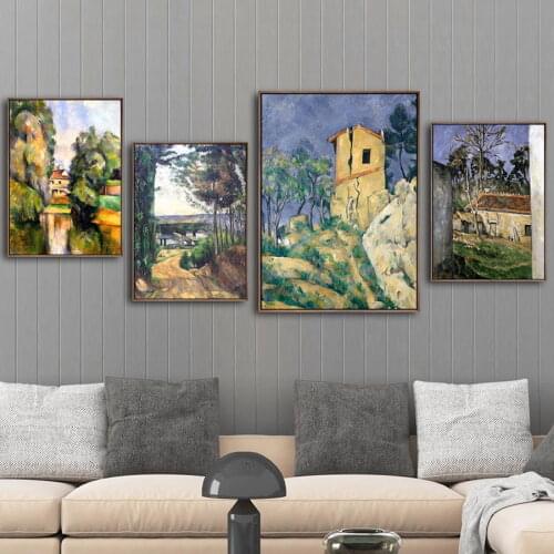 Home Decoration Print Canvas Art Wall Pictures Poster Canvas Printings French Paul Cezanne The House with The Cracked Walls