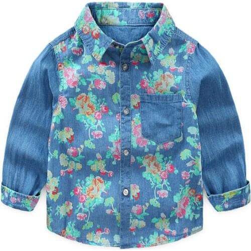 Childrens long-sleeved shirt denim shirt
