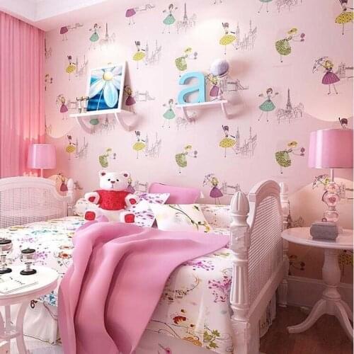 Kids Wallpaper For Walls Cartoon Non-woven Wall Paper Children Ballet Girl Princess Wallpapers Roll,papel De Parede Para Quarto
