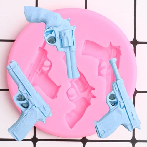 Baby Toy Gun Silicone Mold Cupcake Topper Fondant Molds DIY Baby Birthday Cake Decorating Tools Candy Chocolate Gumpaste Mould