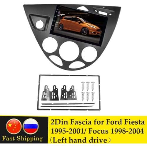 Double Din Fasica for Ford Fiesta 1995-2001 Focus 1998-2004 Left Hand Drive Stereo Panel Radio Installation Trim Kit Frame Bezel