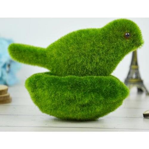 Artificial Moss Bird With Nest Set Simulation lichen Animal Tufting Flower Plant Fake Cute Table Decoration Home Decorative