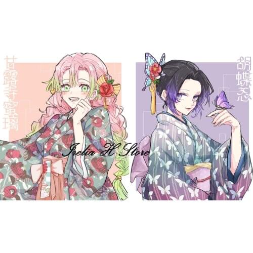 Irelia H Store Anime Demond Slayer Fan Art Kanroji Mitsuri Kochou Shinobu Kimono Cosplay Costume Custom made/size