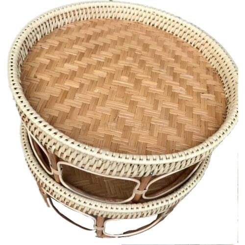 Tray Coffee table Handmade rattan storage small table Portable outdoor picnic table COD