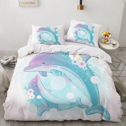 Childrens Bed linen set for home Bedding Set Blanket cover 150*200 Bedspread 7pcs Kids Baby Cartoon dolphin drop shipping