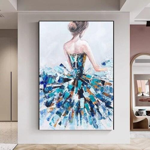 Lovely Cute Dress Skirt Dance Girl Canvas Painting Nordic Wall Art Picture for Living Room Girlish Posters Decor No Frame