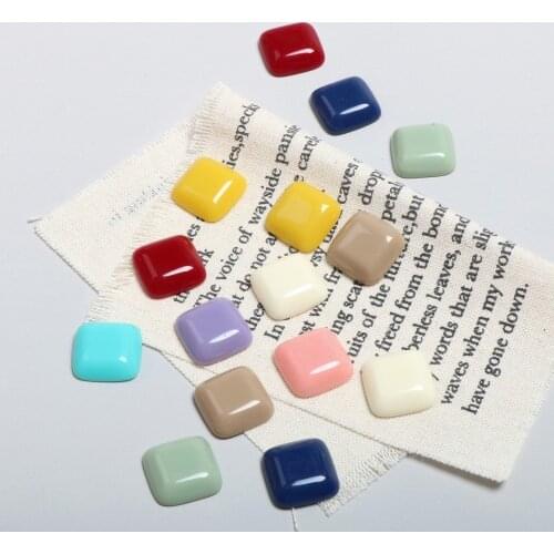 10pcs 15mm Small Square Stud Earring Patch Findings Resin Charms Diy Cabochon Beads Ring Setting Button Jewelry Accessories F295