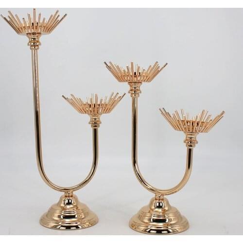 2-Arms Metal Pillar Candle Holders Silver/Gold/Bronze/Black Candlestick Wedding Decoration Stand Mariage Home Decor Candelabra