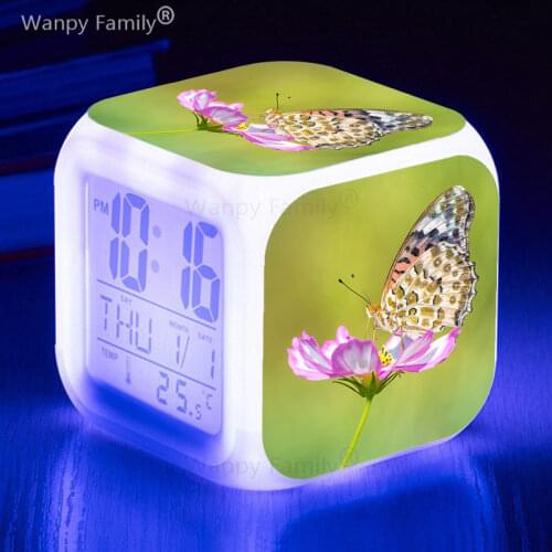 [Wanpy Family] Flower Butterfly Alarm Clock For Childrens Birthday Gift Multifunction Color Changing Digital Alarm Clock