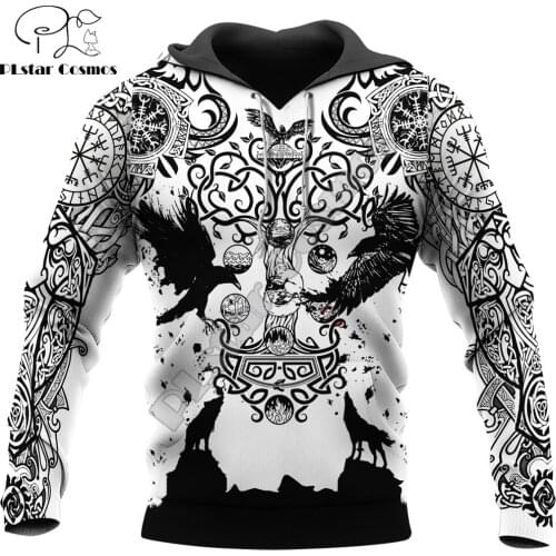 Beautiful Vikings Tattoo 3D All Over Printed Mens Hoodie Fashion Sweatshirt Unisex Casual Streetwear Jacket Tracksuits DK071