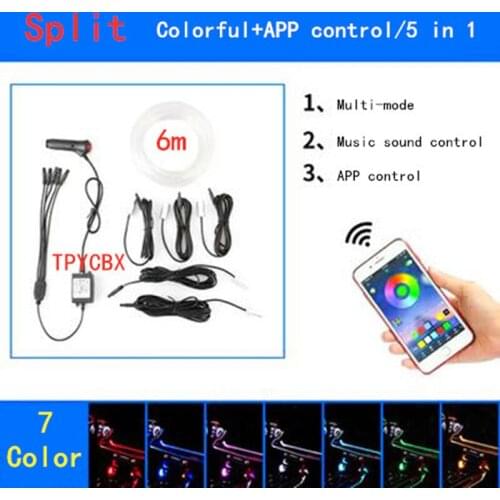 Car Atmosphere Lights EL Neon Wire Strip Light RGB Multiple Modes App Sound Control Auto Interior Decorative Ambient Neon Lamp