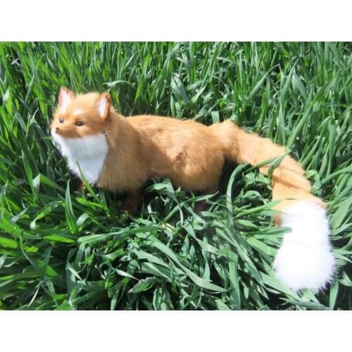 New simulation fox toy beautiful resin&fur fox yellow standing fox doll gift about 55x23cm 2105