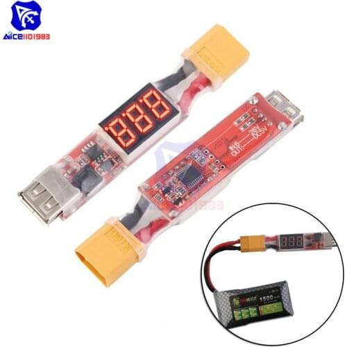 2S-6S DC 6 -26V to 5V Step Down Buck Module Lithium Ion Battery XT60 Plugged to USB 5V Charger Converter Adapter Module with LED