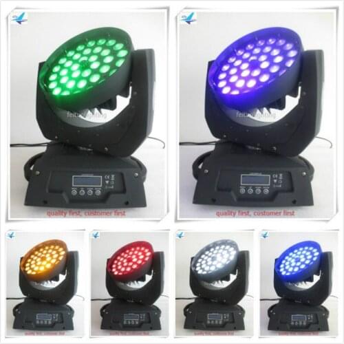 Touch screen RGBWAUV 6 in 1 36X18W LED Zoom Moving Head Wash Fixture For DMX Stage DJ Disco Party