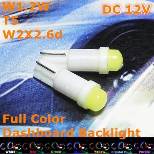 12V LED Car Bulb Lamp 10pcs T5(Fluorescent Lamp)W1.2W W2.3W W2X2.6d for Dashboard Signal Ashtray Light