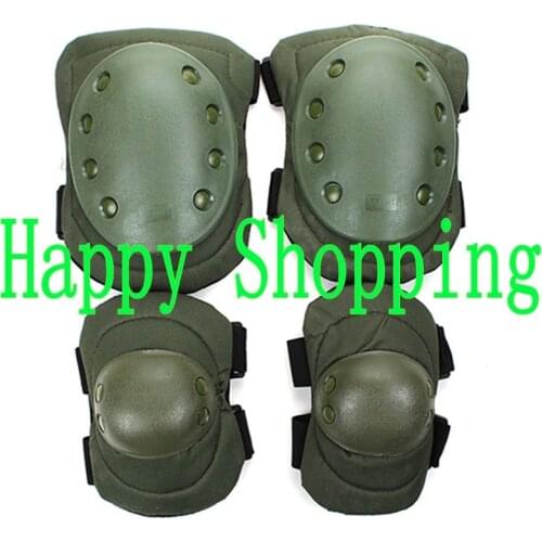 Tactical hunting airsoft combat knee and elbow protector pads protective set Army Green