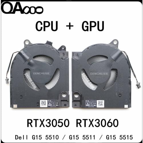 QAOOO Laptop CPU COOLING FAN FOR DELL G15 5510 RTX3060 2021 Edition CPU & GPU COOLING FAN DC12V 1A