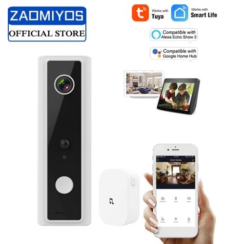 WiFi Smart Security Video DoorBell HD 1080P Wireless Visual Intercom Door Rainproof Tuya Smart APP Night Vision PIR Detector