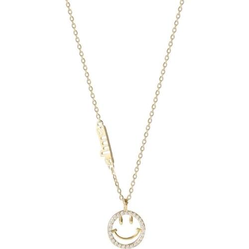 VNFURU Girls Smiley Necklace Simple Letter Clavicle Chain Birthday Gift Party Jewelry