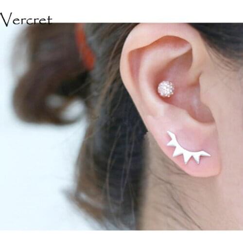 Vercret Minimalist Ear Crawler Earrings 925 Silver Jewelry Eyelash Ear Pin Ear Climber Earrings for Women Gift