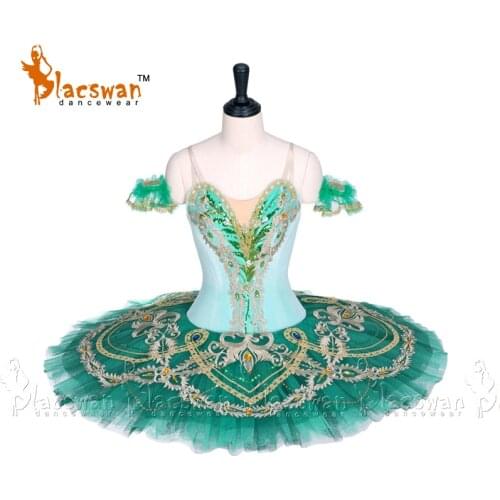 Adult Green Tutu Costume with gold Decorations BT689 Ballet Tutu performance professional classical ballet tutus 12 layer tulle