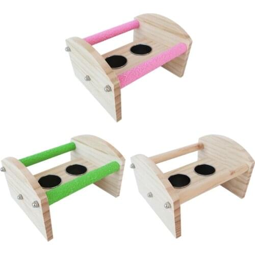 Bird Perch Playgym with Stainless Steel Feeder Cups Bowl Parrot Finch Cage Stand