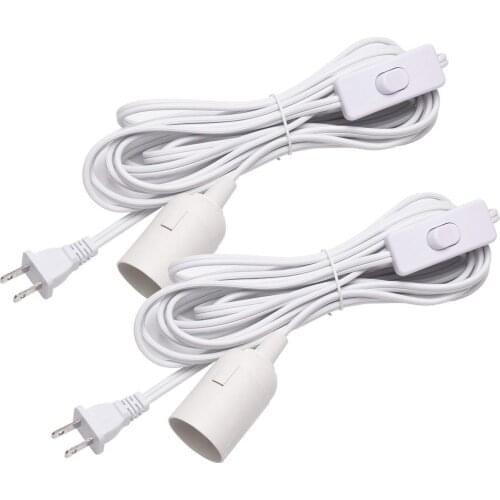 1pc E27 E26 Light Socket Hanging Light Cord Extension Cable 6Ft 1.8M On/Off Button Switch US EU Plug Cable Pendant Bulb Holder
