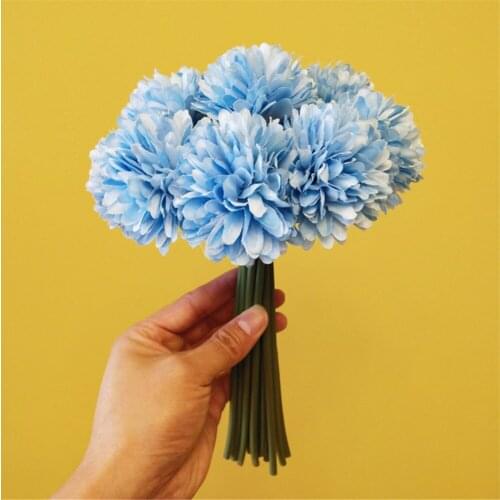 11 Heads Artificial Chrysanthemum Bouquet Simulation Flowers Floral Ornaments Bridal Wedding Bouquet Home Decor