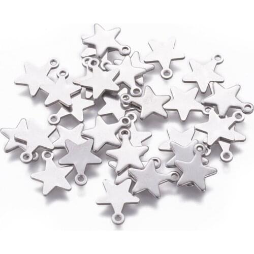 20pcs 304 Stainless Steel Star Charms Jewelry Making DIY Bracelet Necklace Pendants Earring Findings Accessories 10x8x0.8mm