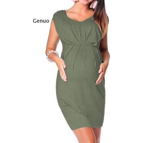 2021 New Summer Fashion Maternity Clothes Pregnant Women Sleeveless Bodycon Dress Sexy Solid Dress
