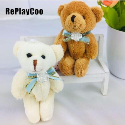 25PCSMini Teddy Bear Stuffed Plush Toys 8cm Small Bear Stuffed Toys pelucia Pendant Kids Birthday Gift Party Decor DMX017