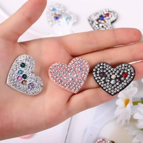 30mm Love Heart Rhinestone Patches Beaded Applique Applique Clothes Diy Heart Applique