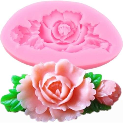 3D Rose Flower Silicone Mold Leaves Cupcake Topper Fondant Mould Cake Decorating Tools Candy Clay Chocolate Gumpaste Moulds
